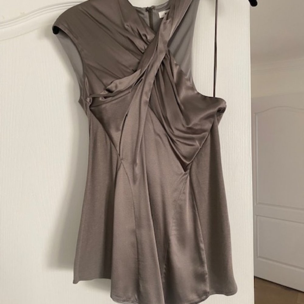 Helmut Lang Women's Silk Gray Sleveless Blouse Size Petite